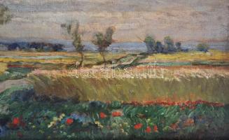 Újváry Ignác (1860-1927): Hazafelé. Olaj, vászon, jelzett, sérült antik keretben, piszkos, 54×68 cm