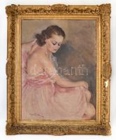 Fried Pál (1893-1955): Balerina. Olaj, vászon, jelzett, antik sérült keretben, 80×60 cm