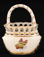 Herendi Viktória mintás kis kosár, kézzel festett, jelzett, hibátlan, m:9 cm, h:7 cm