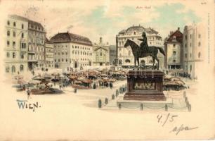 Vienna, Wien; Am Hof, market, Kunstanstalt J. Miesler 614. litho