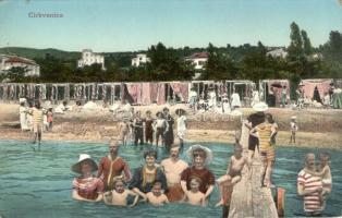Crikvenica, tengerpart, fürdőzők / beach, bathing people (fl)