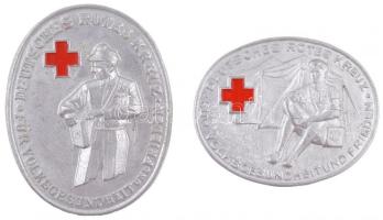 NDK DN "Német Vöröskereszt" (2xklf) Al jelvény (43x35mm/38x49mm) T:2 hátoldalukon ragasztott tű GDR ND "German Red Cross" (2xdiff) Al badge (43x35mm/38x49mm) C:XF glued pins on back