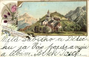 1899 Camporosso, Monte Lussari, Maria Luschari; sanctuary, floral litho (small tear)