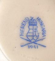 Herendi virágmintás ékszertartó, nagyon apró hibával, jelzett (1941), d:6,5 cm, m:4,5 cm