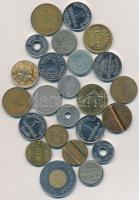 25db-os vegyes magyar és külföldi tantusz, zseton tétel, közte egy kis kínai ezüstpénz T:2-3 25pcs of mixed telephone tokens, tokens, with one small Chinese silver coin C:XF-F