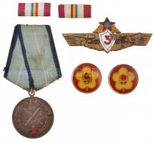 Románia 6db-os vegyes kitüntetés, jelvény, szalagsáv tétel, közte 1954. Katonai Érdemérem, 2. osztály ezütözött Br kitüntetés szalagon (ezüstözés lekopott) T:2,2- Romania 6pcs of mixed decorations, badges, miniature ribbons, with 1954. Military Merit Medal, 2nd Class silver plated Br decoraton on ribbon (silver plating worn) C:XF,VF