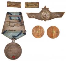 Románia 6db-os vegyes kitüntetés, jelvény, szalagsáv tétel, közte 1954. "Katonai Érdemérem, 2. ...