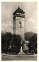 Rozsnyó, Roznava; Rákóczi őrtorony, Gróf Andrássy Dénesné szobra, kiadja Fuchs József / watchtower, statue