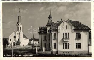 Élesd, Alesd; Magyar királyi Adóhivatal, templom / tax office, church (fa)