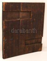 cca 1900 orosz ikon, Szent György és a sárkány, tojástempera, fa tábla, hátán karcolt feliratok / An...