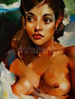 Fassel L'ousa Ferenc (1915-2009): Akt. Olaj, farost jelzett, keretben, 70×50 cm