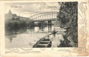 Temesvár, Timisoara; Hunyadi híd, Divald Károly / bridge, floral (Rb)