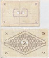 Pápa 1919. május 8. "Pápai csekk" 20K + 50K mind lyukasztással érvénytelenítve és ovális s...