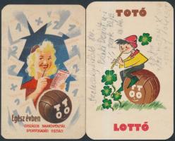 1953, 1960 2 db reklámos kártyanaptár(TOTÓ LOTTÓ)
