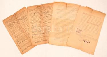 1944 Zsidó személy eltűnéséről szóló vöröskeresztes irat, anyakönyvi kivonat hitelesített másolatai, hadigondozási törzslapok