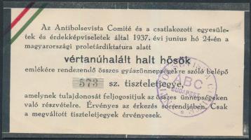 1937 az Antibolsevista Comité géppel írt meghívó levele azonosítatlan egyesület elnökségének a Tanác...