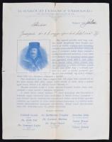 1907 a II. Rákóczi Ferenc Társaság tisztviselőinek levele a budapesti IV-X. kerületi vegyes ipartesületi(?) hitelszövetkezet(?) igazgatóságának az egyesületi működés elősegítése tárgyában