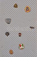 40db vegyes magyar és külföldi, főleg szocialista jelvény műbőr albumban, közte "SZKGY Budapest...