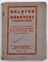 1930 A Balaton és környéke a Bakony-hegységgel, turistatérkép, a községek kisméretű térképével, szak...
