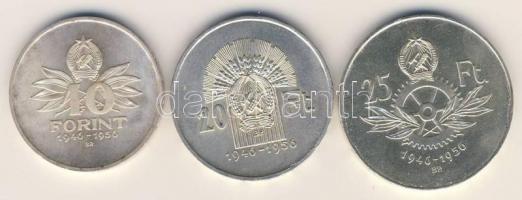 1956. 10Ft + 20Ft + 25Ft Ag "10 éves a Ft" sor T:1
