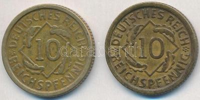 Németország / Weimari Köztársaság 1925E 10pf Al-Br + Német 3. Birodalom 1935F 10pf Al-Br T:2,2- Germany / Weimar Republic 1925E 10 Pfennig Al-Br + German Third Reich 1925F 10 Pfennig Al-Br C:XF,VF