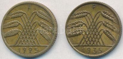 Németország / Weimari Köztársaság 1925E 10pf Al-Br + Német 3. Birodalom 1935F 10pf Al-Br T:2,2-
Ger...