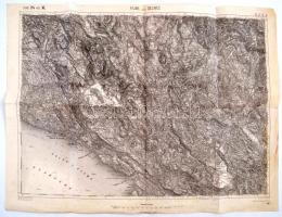 1914 Fiume és környékének katonai térképe, K.u.k. Militärgeographisches Institut, 43x58 cm