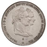 Ausztria 1854A 1G Ag "Ferenc József és Erzsébet házasságkötése" (13g) T:2 polírozott, kis ph. Austria 1854A 1 Gulden Ag "Marriage of Franz Joseph and Elisabeth" (13g) C:XF polished, small edge error Krause X#M1