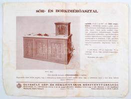 1928 Bp.VI., Az Egyesült Gép- és Fémárugyárak Részvénytársaság sör- és borkimérő asztala, kétoldalas...