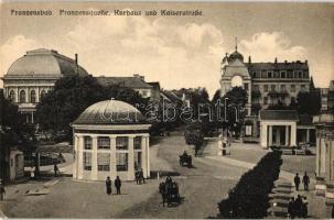 Frantiskovy Lazne, Franzensbad; Franzensquelle, Kurhaus, Kaiserstrasse / fountain, spa, street