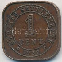 Straits Settlements 1920. 1c Br &quot;V. György&quot; T:2- Straits Settlements 1920. 1 Cent Br &quot;George V&quot; C:VF