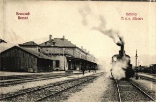 Brassó, Brasov; vasútállomás, mozdony / railway station, locomotive (fa)