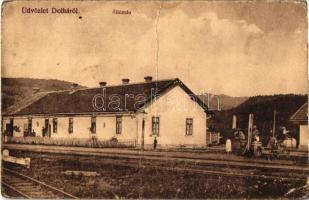 Dolha, Dovhe; vasútállomás, kiadja Kerschenbaum Márkusz, Ignáczy Géza felvétele / railway station (fa)
