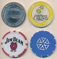 4db kaszinó zseton, ebből 1db fém T:2,2-