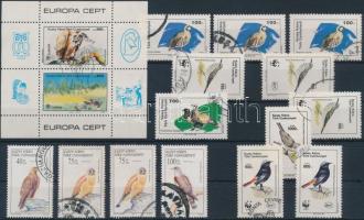 1986-1997 14 Bird stamps and 1 block, 1986-1997 14 db Madár motívumú bélyeg és 1 blokk