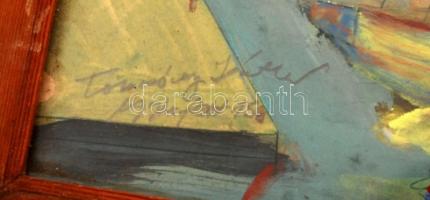 Olvashatatlan jelzéssel: Vitorlások. Olaj, karton, üvegezett keretben, 30×42 cm