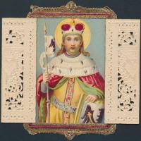 1896 Kinyitható, belül litho képeslap, sérült