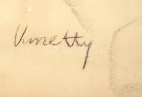 Kmetty jelzéssel: Női akt háttal. Szén, papír, üvegezett keretben, 60×44 cm