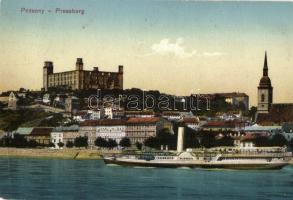 Pozsony, SS Elisabeth gőzhajó / view with steamship (cut)