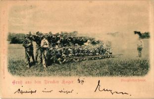1899 Lajtabruck, Bruck an der Leitha; katonák, kiképzés, négyes sortűz / soldiers, military drill, four rank volley