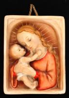 Hummel Madonna a kis Jézussal fali kép, kézzel festett, jelzett, lepattanással, 10x8 cm