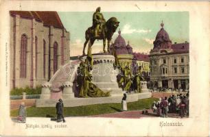 Kolozsvár, Cluj; Mátyás király szobor / statue, kiadja Kováts P. fiai (EB)