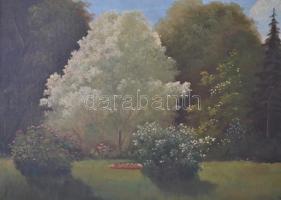 Neogrády jelzéssel: Parkrészlet. Olaj, vászon, jelzett, antik keretben, 50×70 cm