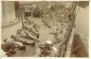 Resting mariners on the board, chess game / K.u.K. Kriegsmarine / Austro-Hungarian navy