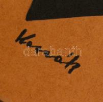 Kassák jelzéssel: Kompozíció. Tempera, furnér, 60×130 cm