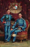 König Otto , König Ludwig II im Jünglingsalter / King Ludwig II of Bavaria and Otto of Bavaria in young age, litho (surface damage)