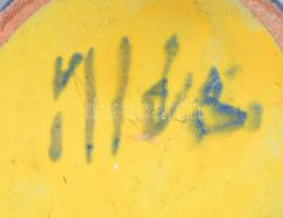 Iparművészeti Vállalatos Illés csíkos kerámia váza, jelzett, tetején kis lepattanással, m: 37 cm