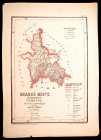 1880 Brassó megye közigazgatási térképe. Hátsek Ignác - A magyar szent korona országainak megyei térképei. Rajzolta Hátsek Ignácz. Budapest, 1880. Rautmann Frigyes Kiadó Hivatala Posner Károly Lajos. Határszínezett kőnyomat,kis hibával a széleken, 38x27cm