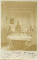 1915 World War I German officers sitting around the table in Wischnew (probably Wisniew, Poland), photo, 1915 Első világháborús német tisztek egy asztal körül, Wischnew-ben (valószínűleg Wisniew, Lengyelország), photo