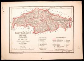 1880 Nagy-Küküllő megye közigazgatási térképe. Hátsek Ignác - A magyar szent korona országainak megyei térképei. Rajzolta Hátsek Ignácz. Budapest, 1880. Rautmann Frigyes Kiadó Hivatala Posner Károly Lajos. Határszínezett kőnyomat,kis hibával a széleken, 27x38cm